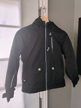 Girls Ripzone Black Winter Jacket with Mint Reflective Accents XS